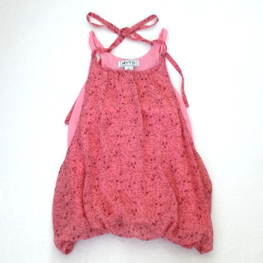 *Relisted* Myth NYC Women's Pink Floral Summer Tank Top Blouse Tie Decor S - Picture 3 of 14